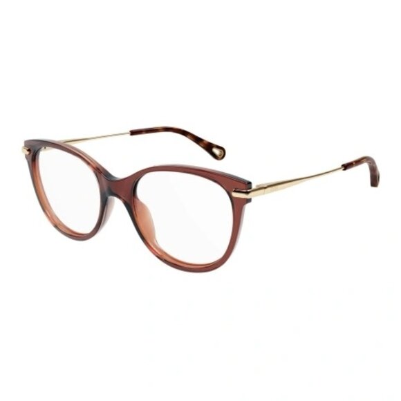 NEW  CHLOE EYEGLASSES BROWN GOLD CAT EYE WOMEN EYEWEAR CHLOE CH0058O 002 - Picture 1 of 3